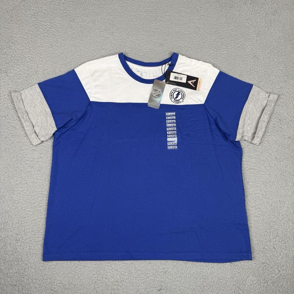 Tampa Bay Lightning Shirt Womens XL Blue NHL Hockey Club Logo Tee Antigua NWT